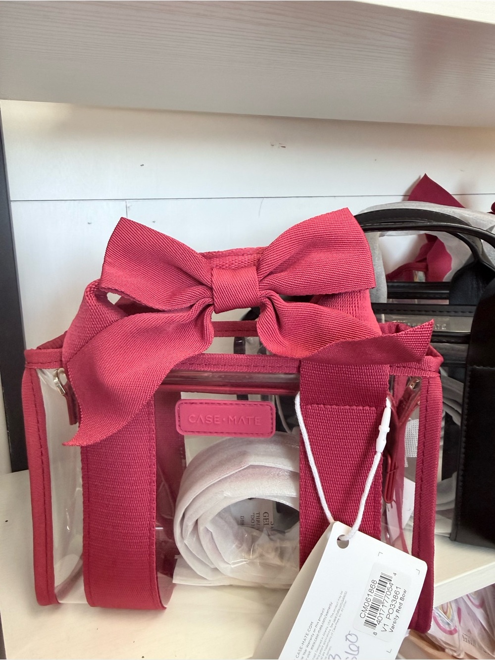CaseMate stadium approved crossbody bag -Clear Tote with Bow Accent
